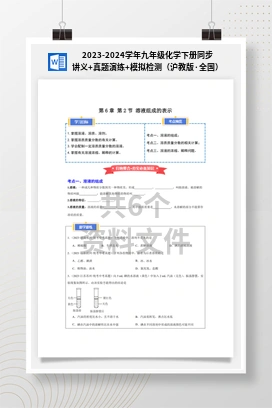 2023-2024学年九年级化学下册同步讲义+真题演练+模拟检测（沪教版·全国）