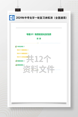 2024年中考化学一轮复习讲练测（全国通用）