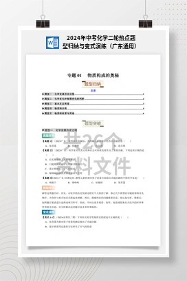 2024年中考化学二轮热点题型归纳与变式演练（广东通用）