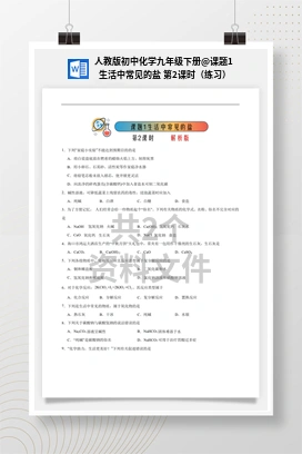课题1 生活中常见的盐 第2课时（练习） 人教版初中化学九年级下册