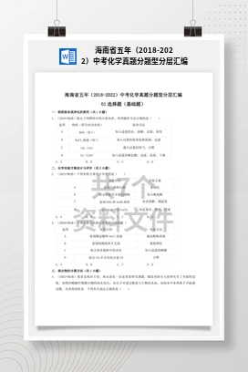 海南省五年（2018-2022）中考化学真题分题型分层汇编