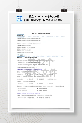 精品 2023-2024学年九年级化学上册同步举一反三系列（人教版）