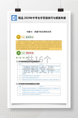 精品 2024年中考化学答题技巧与模板构建