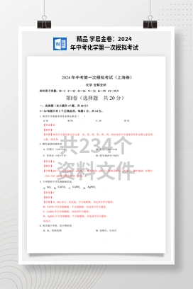 精品 学易金卷：2024年中考化学第一次模拟考试