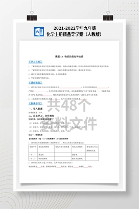 2021-2022学年九年级化学上册精品导学案（人教版）