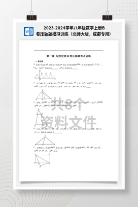 2023-2024学年八年级数学上册B卷压轴题模拟训练（北师大版，成都专用）