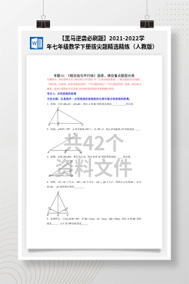 【黑马逆袭必刷题】2021-2022学年七年级数学下册拔尖题精选精练（人教版）