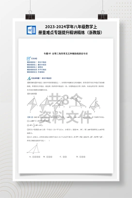 2023-2024学年八年级数学上册重难点专题提升精讲精练（浙教版）