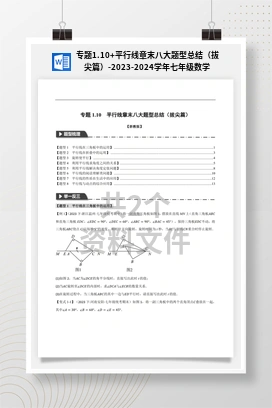 专题1.10+平行线章末八大题型总结（拔尖篇）-2023-2024学年七年级数学下册举一反三系列（浙教版）