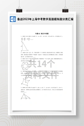 备战2023年上海中考数学真题模拟题分类汇编