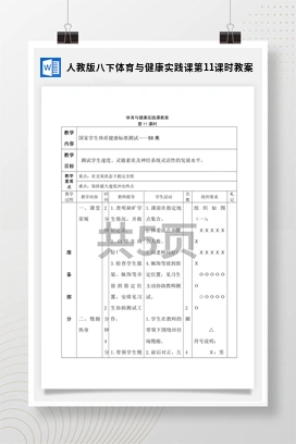 人教版版八下体育与健康实践课第11课时 教案