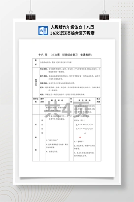 人教版九年级体育 第 36次课 球类综合复习 教案