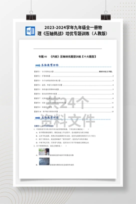 2023-2024学年九年级全一册物理《压轴挑战》培优专题训练（人教版）