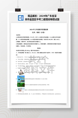 精品解析：2024年广东省深圳市盐田区中考二模理综物理试题