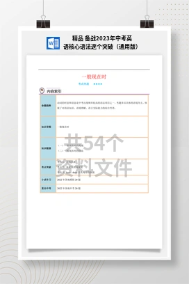 精品 备战2023年中考英语核心语法逐个突破（通用版）