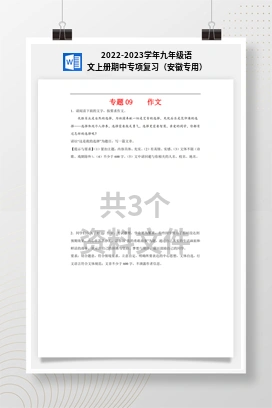 2022-2023学年九年级语文上册期中专项复习（安徽专用）
