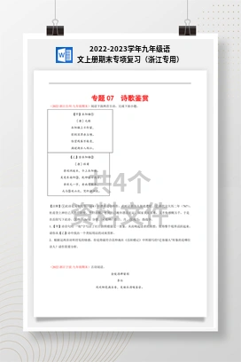 2022-2023学年九年级语文上册期末专项复习（浙江专用）