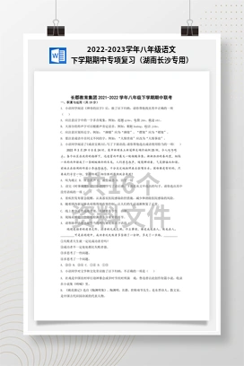 2022-2023学年八年级语文下学期期中专项复习（湖南长沙专用）