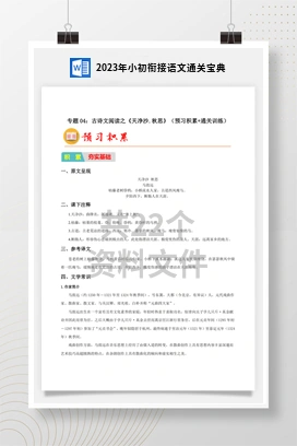 2023年小初衔接语文通关宝典