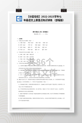 【分层培优】2022-2023学年七年级语文上册重点知识讲练 （部编版）