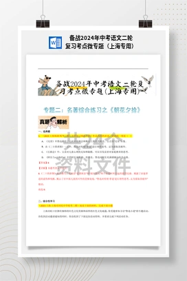 备战2024年中考语文二轮复习考点微专题（上海专用）