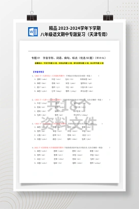 精品 2023-2024学年下学期八年级语文期中专题复习（天津专用）