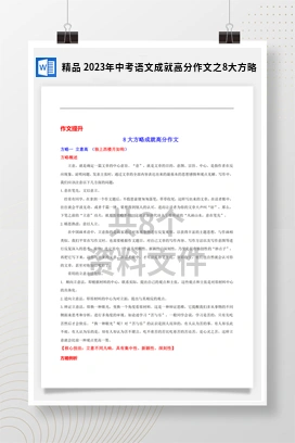 精品 2023年中考语文成就高分作文之8大方略