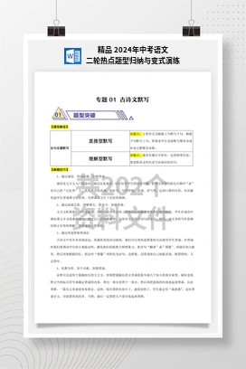 精品 2024年中考语文二轮热点题型归纳与变式演练