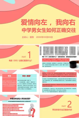爱情向左我向右 中学男女生如何正确交往早恋PPT课件模板