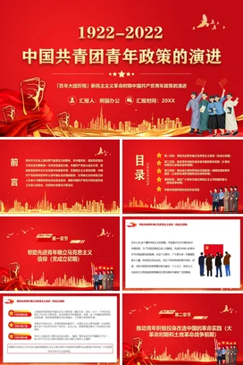 中国共青团青年政策的演进 党课团课PPT课件模板