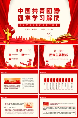 学习解读认真学习团章 党课团课PPT课件模板