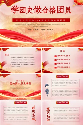 弘扬五四精神学团史做合格团员动态党课团课PPT课件模板