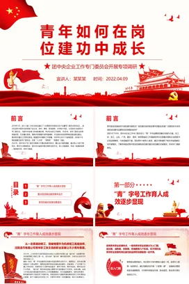 青年如何在岗位建功中成长团企业工作专门委员会开展专项调研党课团课PPT课件模板