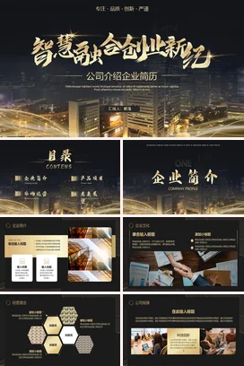 高端大气高级感黑金色烫金商务企业公司品牌项目介绍简介PPT模板