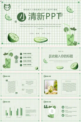 浅绿简约创意个人绿色格子小清新工作总结述职报告汇报工作总结计划PPT模板