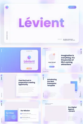 弥散渐变极简创意现代企业Lévient品牌介绍品牌设计PPT模板