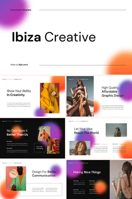 弥散渐变极简现代个人Ibiza Creative 创意展示PPT模板