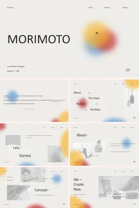 弥散渐变极简简约高级感企业MORIMOTO品牌介绍品牌设计PPT模板