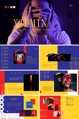 紫色创意炫酷现代个人Xiumin 设计理念时尚演讲课件PPT模板