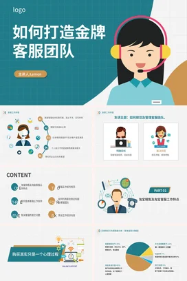 如何打造金牌客服团队培训动态PPT课件模板
