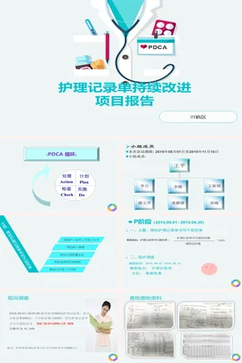 护理记录单持续改进项目报告PPT课件模板
