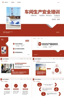 红色简约车间生产安全培训PPT课件