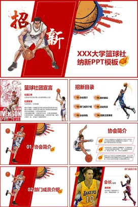 篮球社招新PPT课件模板