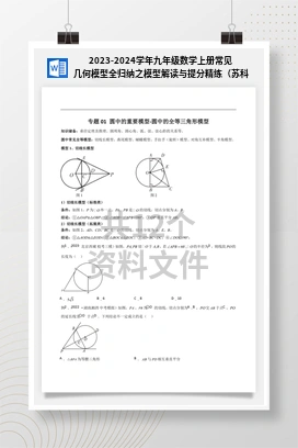 2023-2024学年九年级数学上册常见几何模型全归纳之模型解读与提分精练（苏科版）