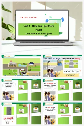 人教PEP版六上 Unit 1 How can I get there Part B Let’s learn & Be a tour guide 课件+单元整体设计第4课时+素材