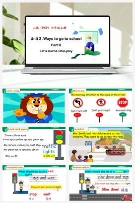 人教PEP版六上 Unit 2 Ways to go to school Part B Let’s learn课件+单元整体设计+素材