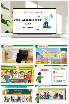 人教PEP版六上 Unit 5 What does he do_ Part A Let’s learn 课件+单元整体设计+素材
