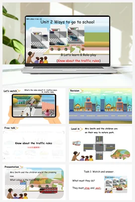 人教PEP版六上 Unit2 Ways to go to school Part B let’s learn 新课标课件+单元整体教学设计 +素材