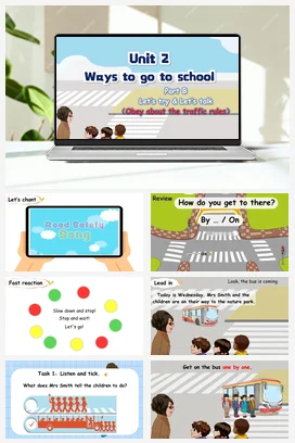 人教PEP版六上 Unit2 Ways to go to school Part B let’s talk 新课标课件+ 单元整体教学设计+ 素材