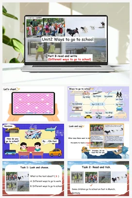 人教PEP版六上 Unit2 Ways to go to school Part B read and write 新课标课件+ 单元整体教学设计 +素材